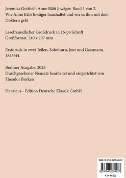 Anne Bäbi Jowäger (Großdruck)-Henricus - Edition Deutsche Klassik GmbH, Berlin Best