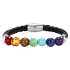 Armband Leder, Chakra Edelsteine-Saraswati Best