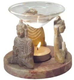 Saraswati Aromalampe 3 Buddhas Speckstein 10 x 9 cm Best