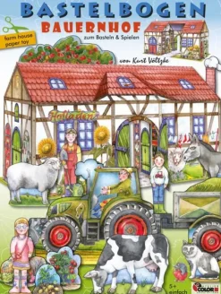 Bauernhof basteln aus Papier Bastelbogen Ausschneidebogen-Atelier Color Sale