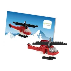 BRIXIES 220048 - Postkarte Helikopter, 3D Konstruktionsbausatz aus Ministeinen, 80 Teile-Schäfer Toy Company GmbH
