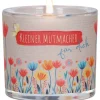 Butzon & Bercker Glaswindlicht mit Blumenmotiv Ø 6,5 cm - farbig bedrucktes Windlicht, Lieferung mit Teelicht, liebevolles Geschenk für Mut und Zuversicht, Geschenkverpackung