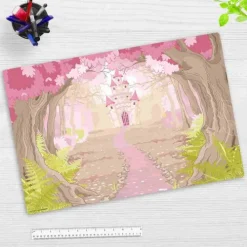 Schreibtischunterlage für Kinder und Erwachsene Märchenschloss im rosa Zauberwald, aus hochwertigem Vinyl , 60 x 40 cm-Cover-your-desk Online