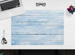 Cover-your-desk Schreibtischunterlage für Kinder und Erwachsene Blaue Holzbretter im Vintage-Look, aus hochwertigem Vinyl , 60 x 40 cm New