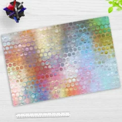 Cover-your-desk Schreibtischunterlage für Kinder und Erwachsene Regenbogen-Punkte Glas, aus hochwertigem Vinyl, 60 x 40 cm Hot