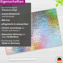 Cover-your-desk Schreibtischunterlage für Kinder und Erwachsene Regenbogen-Punkte Glas, aus hochwertigem Vinyl, 60 x 40 cm Hot