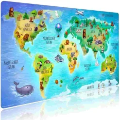 Cover-your-desk Schreibtischunterlage für Kinder und Erwachsene Weltkarte in deutsch mit vielen Tieren, aus hochwertigem Vinyl , 74 x 40 cm Outlet