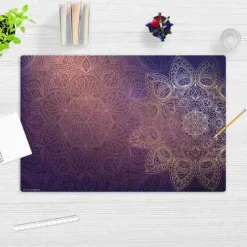 Schreibtischunterlage für Kinder und Erwachsene lila-goldenes Mandala, aus hochwertigem Vinyl, 60 x 40 cm-Cover-your-desk Online