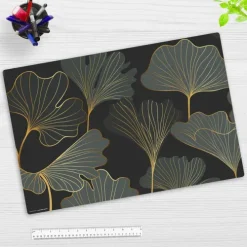 Schreibtischunterlage für Kinder Blattwerk Ginkgo in gold und grün, aus hochwertigem Vinyl , 60 x 40 cm-Cover-your-desk Outlet