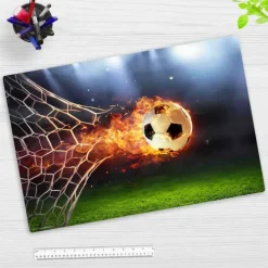 Schreibtischunterlage für Kinder Flammender Fußball mit Feuerschweif, aus hochwertigem Vinyl , 60 x 40 cm-Cover-your-desk Outlet