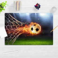 Schreibtischunterlage für Kinder Flammender Fußball mit Feuerschweif, aus hochwertigem Vinyl , 60 x 40 cm-Cover-your-desk Outlet