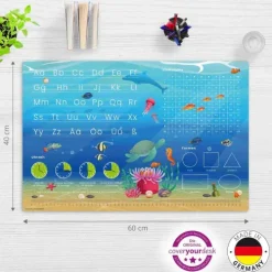 Cover-your-desk Schreibtischunterlage für Kinder Lernunterlage Einschulung, Unterwasserwelt Optik, aus hochwertigem Vinyl, 60 x 40 cm Best