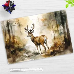 Schreibtischunterlage für Kinder Hirsch im Wald Aquarell, aus hochwertigem Vinyl, 60 x 40 cm-Cover-your-desk Best