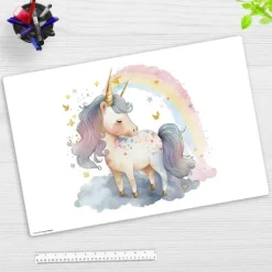 Schreibtischunterlage für Kinder Regenbogen Einhorn Aquarel, aus hochwertigem Vinyl, 60 x 40 cm-Cover-your-desk Sale