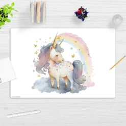 Schreibtischunterlage für Kinder Regenbogen Einhorn Aquarel, aus hochwertigem Vinyl, 60 x 40 cm-Cover-your-desk Sale