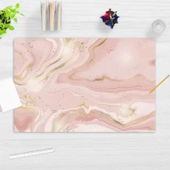 Cover-your-desk Schreibtischunterlage für Kinder rosafarbener Marmor mit Goldadern, aus hochwertigem Vinyl , 60 x 40 cm Clearance