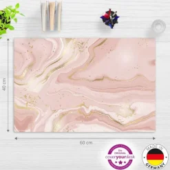 Cover-your-desk Schreibtischunterlage für Kinder rosafarbener Marmor mit Goldadern, aus hochwertigem Vinyl , 60 x 40 cm Clearance