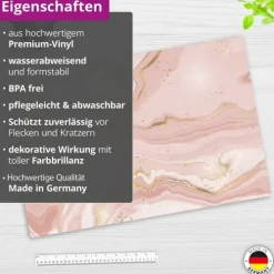 Cover-your-desk Schreibtischunterlage für Kinder rosafarbener Marmor mit Goldadern, aus hochwertigem Vinyl , 60 x 40 cm Clearance
