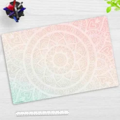 Schreibtischunterlage für Kinder und Erwachsene Mandala rot-grün, aus hochwertigem Vinyl , 60 x 40 cm-Cover-your-desk