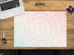Schreibtischunterlage für Kinder und Erwachsene Mandala rot-grün, aus hochwertigem Vinyl , 60 x 40 cm-Cover-your-desk