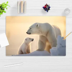 Cover-your-desk Schreibtischunterlage für Kinder Eisbär Baby mit Mama, aus hochwertigem Vinyl, 60 x 40 cm Outlet