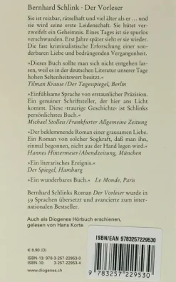 Der Vorleser-Diogenes Verlag AG Sale