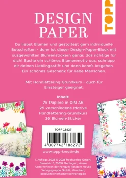 Design Paper Just Flowers A6 mit Blumen-Stickern-frechverlag GmbH Clearance