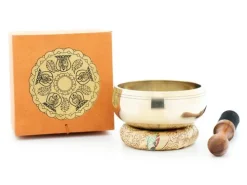 Dhyani-Klangschale mit bedruckter Geschenkbox mit Zubehör-Klangschalen-Center New