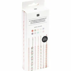 Rico Design GmbH & Co.KG DIY Freundschaftsarmbänder Set, Pastel Colours,10 x 8 m Stickgarn in 10 verschiedenen Farben, 100 % Baumwolle, Neon 100% Polyester Sale