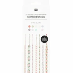 Rico Design GmbH & Co.KG DIY Freundschaftsarmbänder Set, Pastel Colours,10 x 8 m Stickgarn in 10 verschiedenen Farben, 100 % Baumwolle, Neon 100% Polyester Sale