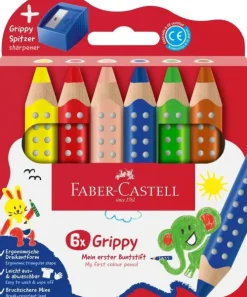 Faber-Castell Buntstifte Grippy 6er Set mit Spitzer New