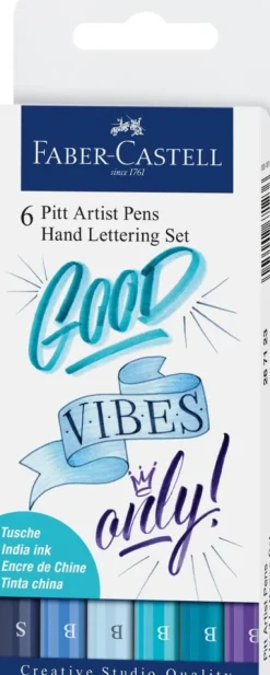 Faber-Castell Tuschestifte Pitt Artist Pens Lettering, 6er Set Blautöne Online