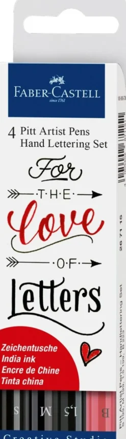 Faber-Castell Tuschestifte Pitt Artist Pens Lettering, 4er Set rot/schwarz Clearance