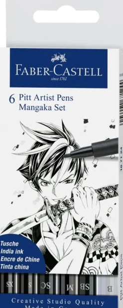 Faber-Castell Tuschstifte Pitt Artist Pens, 6er Set Mangaka Hot