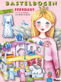 Feenhaus basteln Bastelbogen mit Anziehpuppe Ausschneidebogen-Atelier Color Best