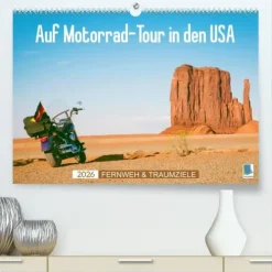 Calvendo Fernweh und Traumziele: Auf Motorrad-Tour in den USA (hochwertiger Premium Wandkalender 2026 DIN A2 quer), Kunstdruck in Hochglanz New