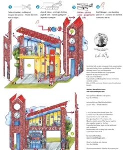 Atelier Color Feuerwache mit Feuerwehr Bastelbogen Ausschneidebogen New