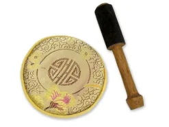 Klangschalen-Center Flache Klangschale in Box mit cremefarbigem Stoffbezug New