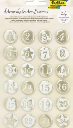 Adventskalender Buttons PERLMUTT 24er Set-Folia Best
