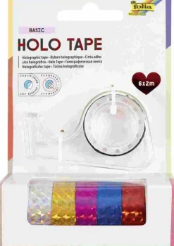 Folia Holo Tape BASIC, 12mmx2m, 6 Rollen, farbig sortiert New