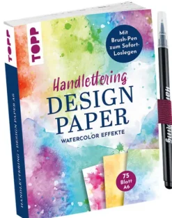 frechverlag GmbH Handlettering Design Paper World of Watercolor A6 mit Brush Pen Clearance