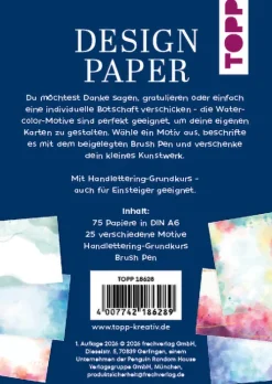 frechverlag GmbH Handlettering Design Paper World of Watercolor A6 mit Brush Pen Clearance
