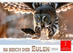 Calvendo Im Reich der Eulen (Wandkalender 2026 DIN A3 quer), Monatskalender