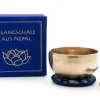 Klangschalen-Center Klangschale in blauer Geschenkbox S mit Lotus-Aufdruck und Zubehör New
