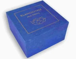Klangschalen-Center Klangschale in blauer Geschenkbox S mit Lotus-Aufdruck und Zubehör New