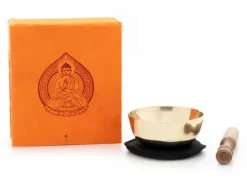 Kleine Klangschale mit hellem Klang in origineller Box mit Buddha-Aufdruck-Klangschalen-Center Online