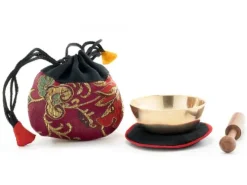 Klangschalen-Center Mini-Klangschale mit gutem Klang in weinrotem Beutel Sale