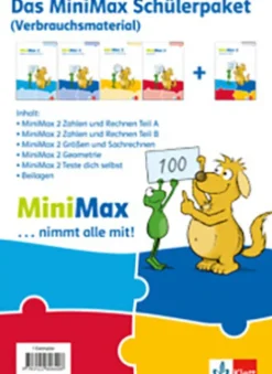 Klett Ernst /Schulbuch MiniMax 2. Schülerpaket (5 Hefte: Zahlen und Rechnen A, Zahlen und Rechnen B, Größen und Sachrechnen, Geometrie, Teste-dich-selbst, Beilage) - Verbrauchsmaterial Klasse 2