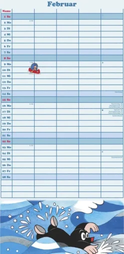 N NEUMANNVERLAGE - Der kleine Maulwurf 2026 Familienplaner, 22x45cm, Familienkalender mit 5 Spalten für Termine und Notizen, schöne Abbildungen, Stundenpläne, Schulferien und deutsches Kalendarium-Neumann Verlage GmbH & Co