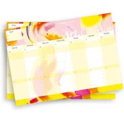 Notizblock-Set mit Kalender ohne Datum für den Schreibtisch. Immerwährender Terminplaner mit 50 Blatt zum Abreißen. Wochenplaner undatiert im Querformat fürs Büro oder zu Hause. Aus der Art.Collection von Stay Inspired-NOVA MD